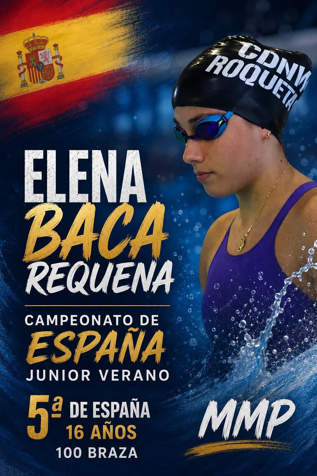 Elena Baca, subcampeona de España en 50 braza